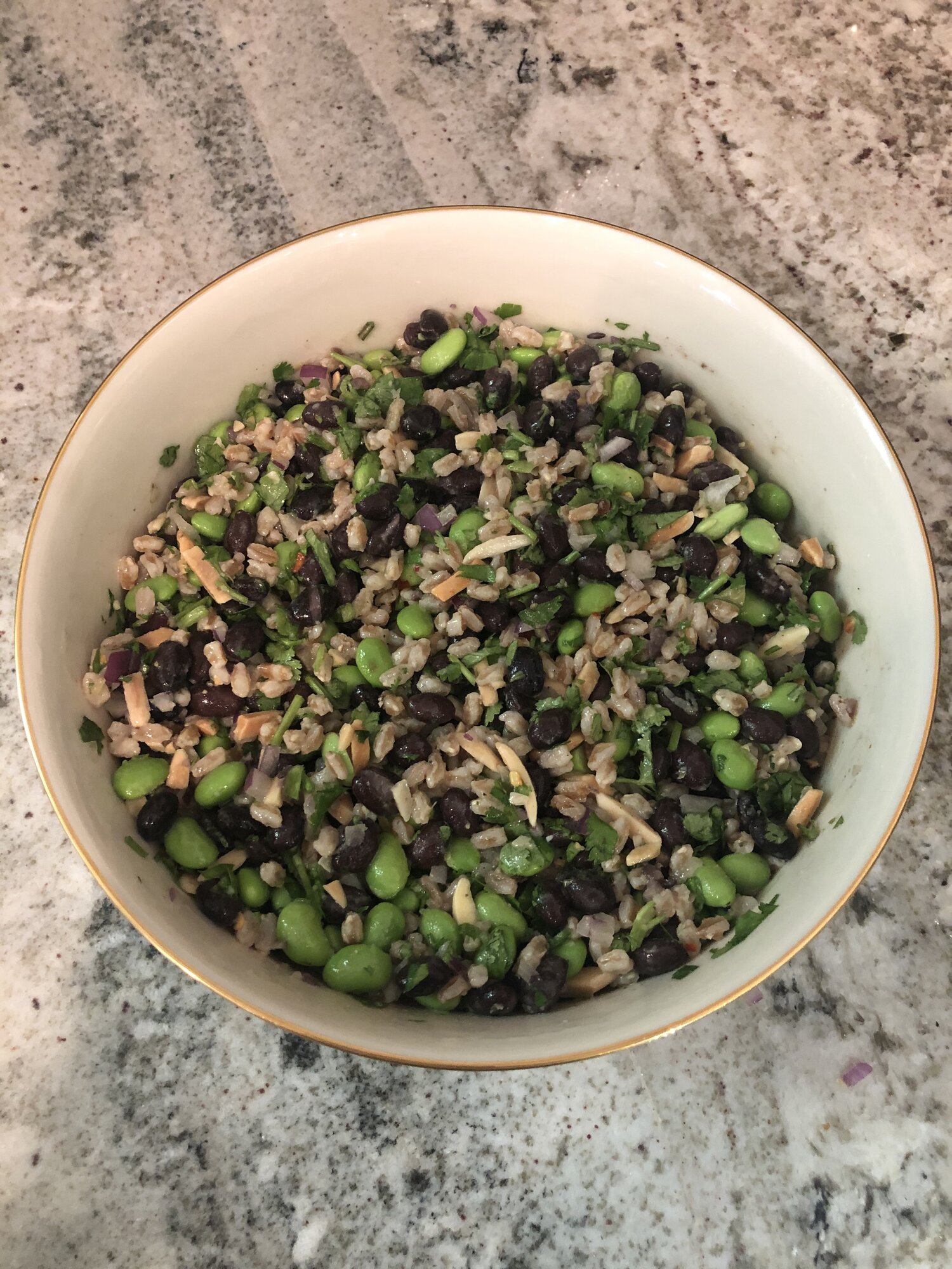 Farro and Black Bean Salad with Cilantro and Almonds — Jill West Nutrition Consulting