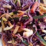 Red Cabbage Pear Carrot Cucumber Feta and Walnut Salad