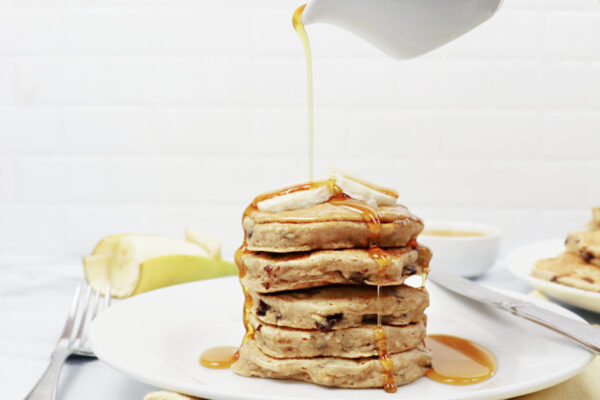 Vegan Banana Chocolate Chip Pancakes