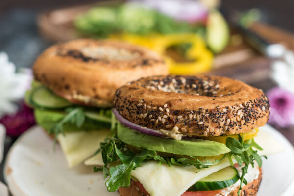 The Best Veggie Bagel Sandwich