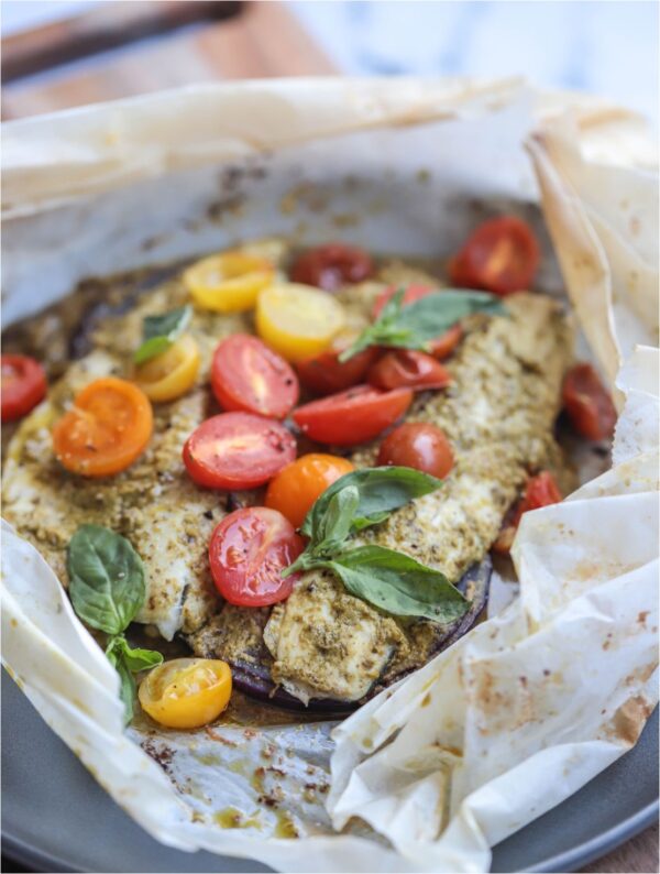 Pesto White Fish En Papillote