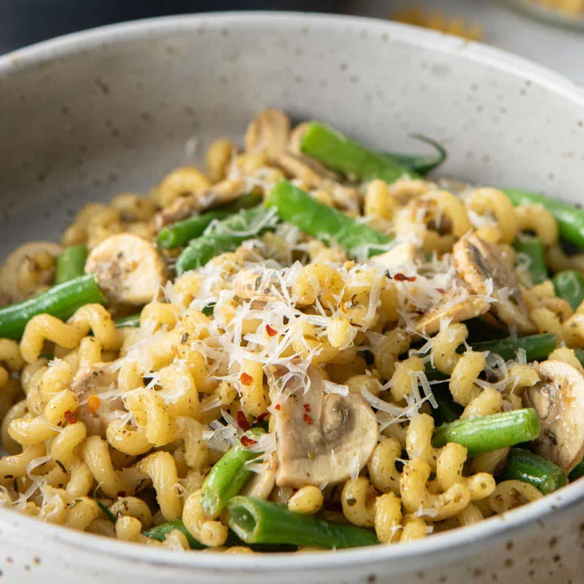 Mushroom Green Bean Pasta for One