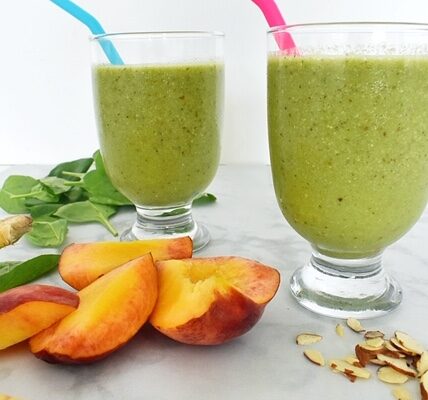 Peach Banana Green Smoothie – Tasty Balance Nutrition Los Angeles Registered Dietitian Nutritionist