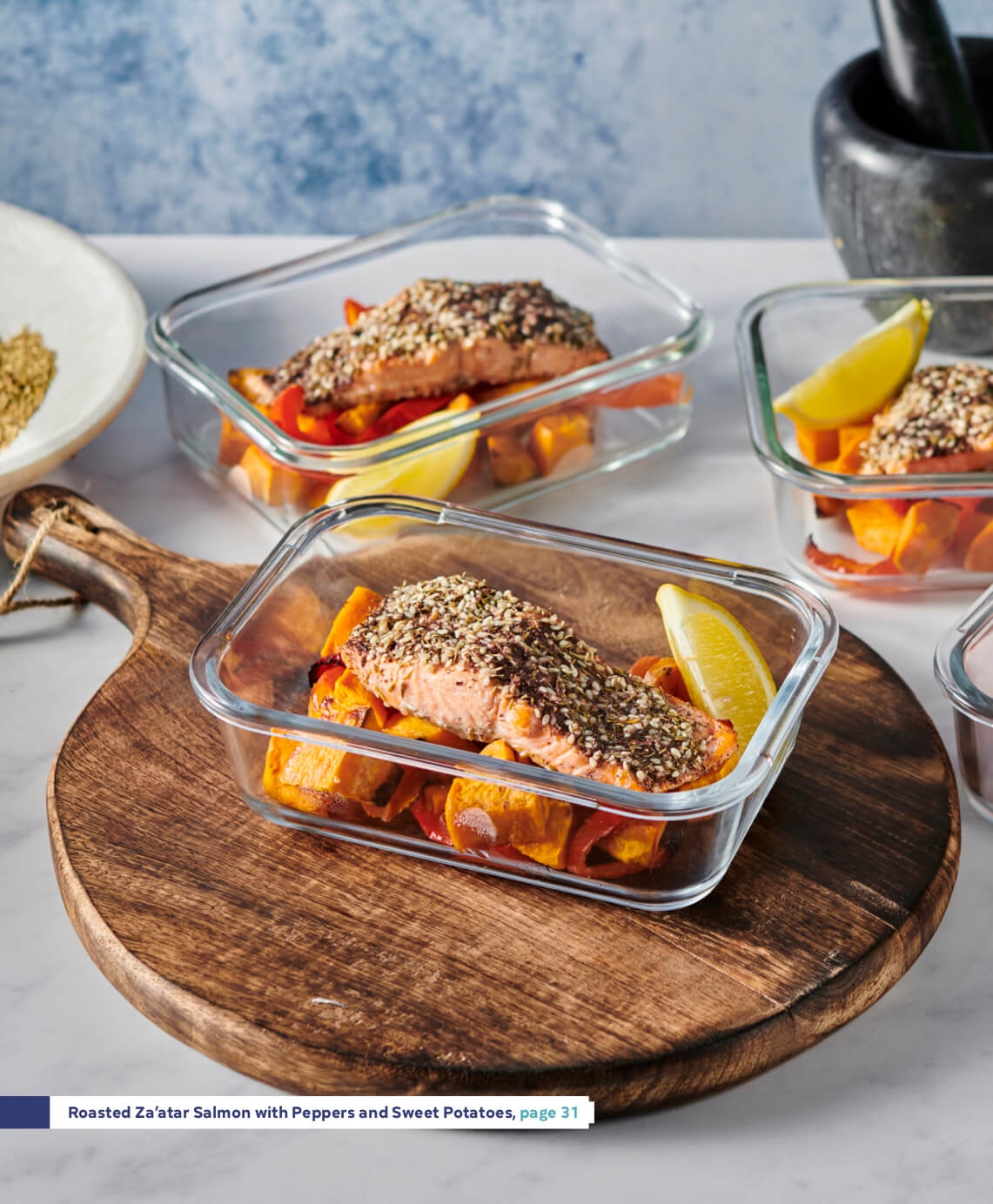 Easy Healthy Meal Prep + Za’atar Salmon with Roasted Sweet Potatoes and Peppers
