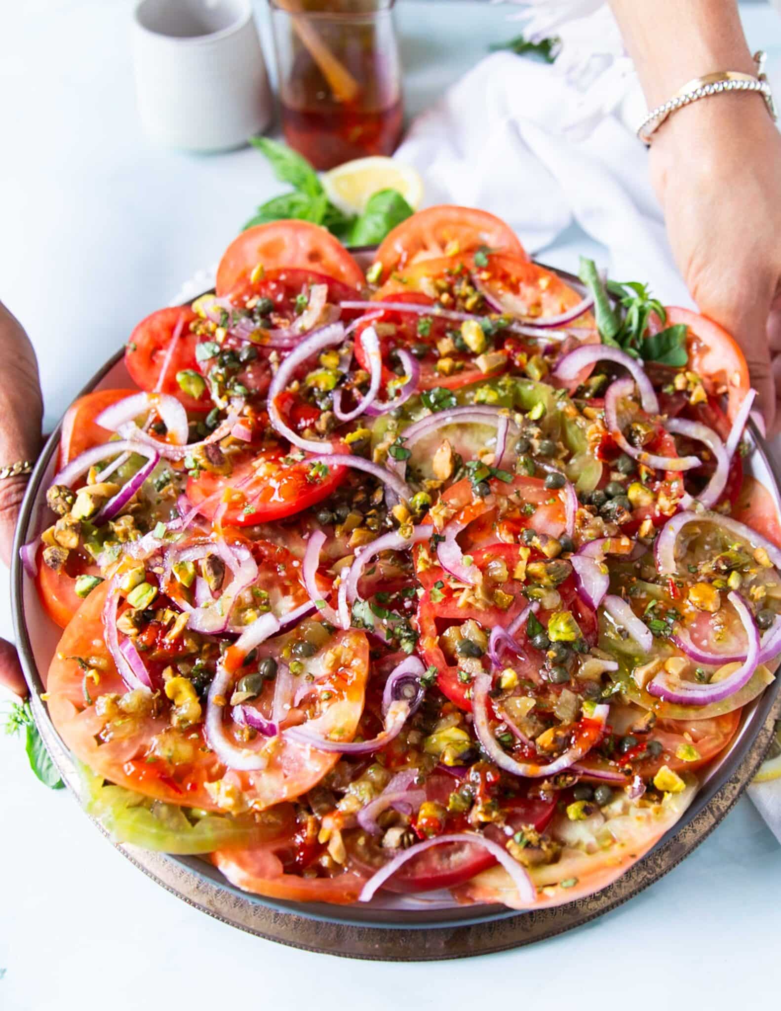 Tomato Carpaccio • Fresh and Seasonal Carpaccio Recipe • Two Purple Figs