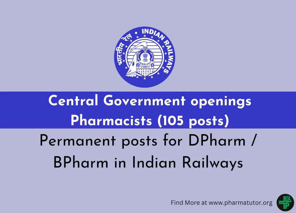 Exclusive opportunity for pharmacists (105 posts) in Indian Railways 2025