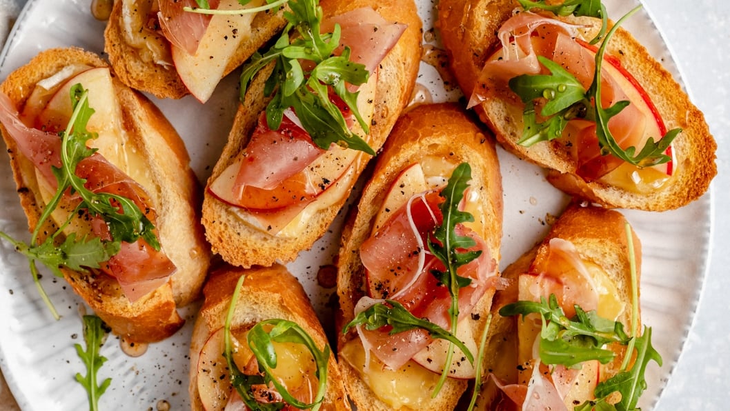 Apple & Brie Crostini with Hot Honey