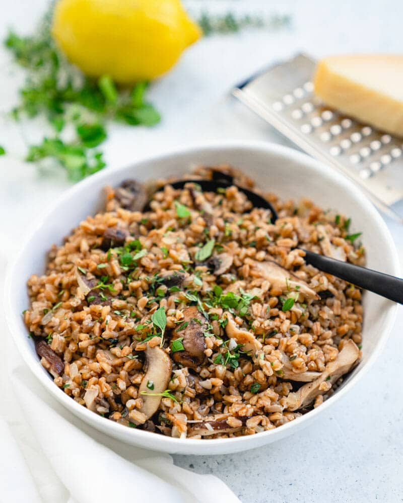 Farro with Mushrooms and Parmesan & Fresh Herbs – A Couple Cooks