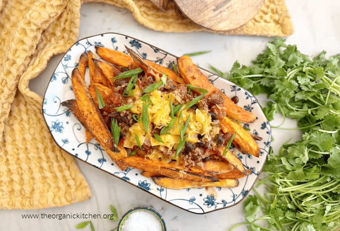 Sweet Potato-Black Bean Chili Cheese Fries!