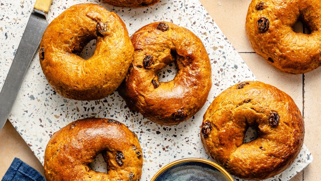 High-Protein Pumpkin Bagels (one bowl, no yeast!)