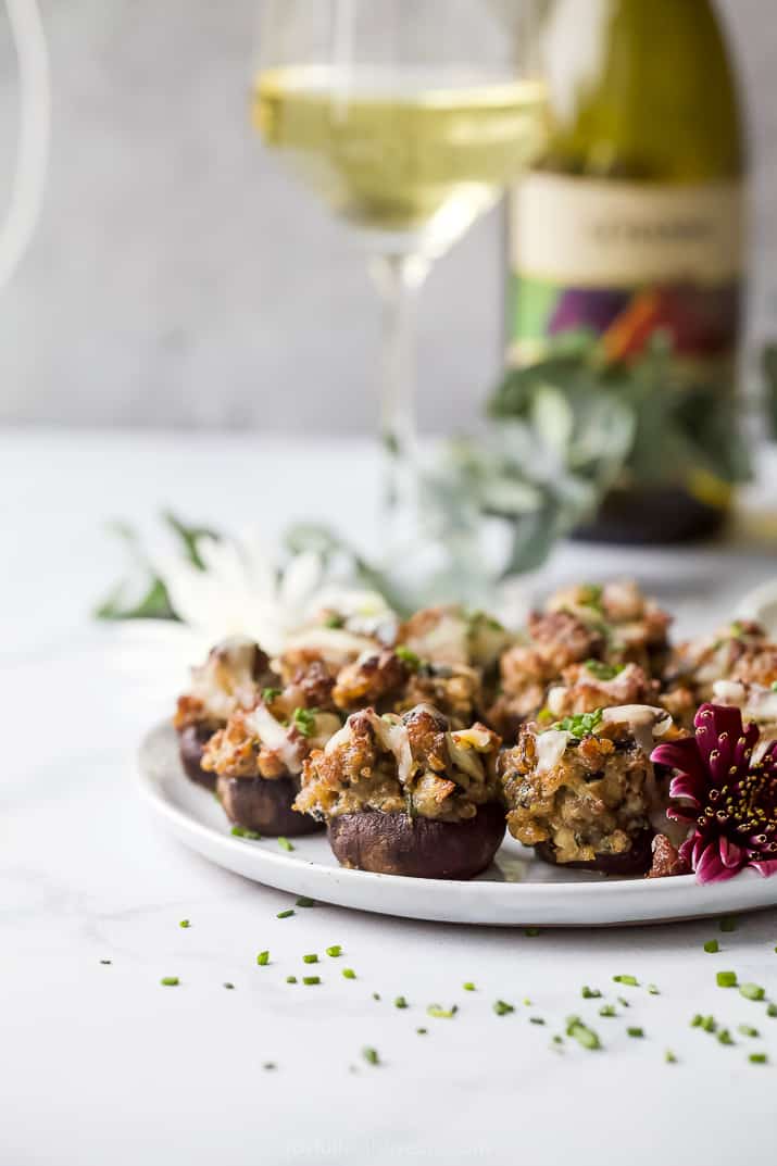 Cheesy Sausage Stuffed Mushrooms | Easy Christmas Appetizer
