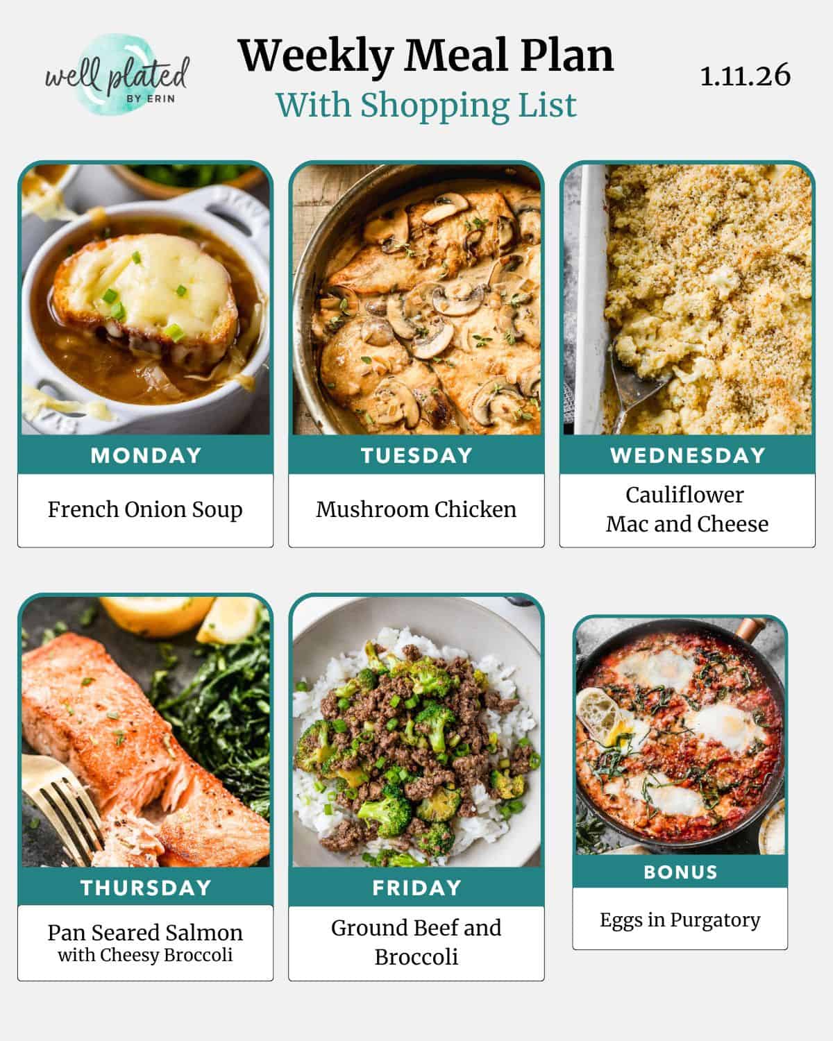 Weekly Meal Plan 1.11.26 – WellPlated.com