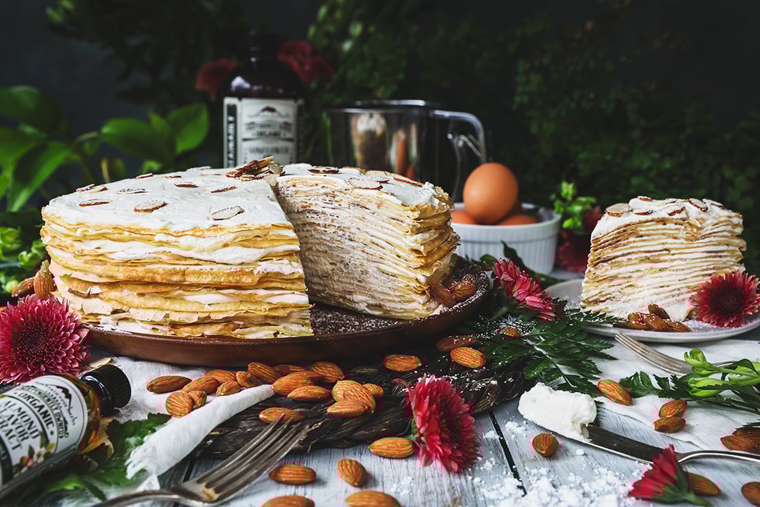 Almond Crepe Cake with Organic Almond Extract