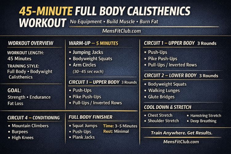 45-Minute Full Body Calisthenics Workout You Can Do Anywhere